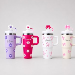 14oz Mini  wrap Tumbler with Handle  Personalised Name Cup | Custom Love Fancy Patterns
