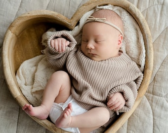 Newborn Coming Home Outfit, Photography Props - Baby Knit Oversize Sweater, Gender Neutral