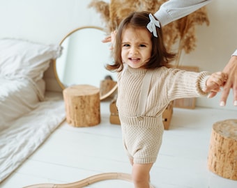 Ensemble pull et bloomer en tricot pour bébés et tout-petits de 3 mois à 2T