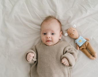 Pasgeboren gebreide trui 0-3 maanden, Baby Coming Home Outfit, Nieuw Baby Cadeau Idee. Pasgeboren fotografie rekwisieten