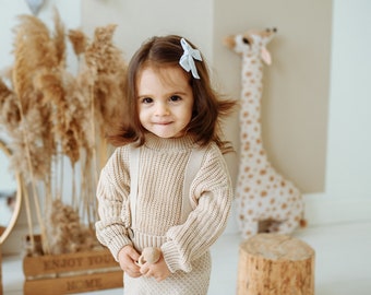Baby & Toddler Cotton Sweater | Gender Neutral Knit Oversized Sweater | Sustainable Neutral Kids