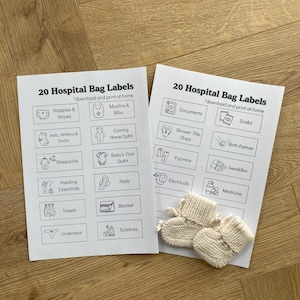 Baby Hospital Bag Labels | Maternity Printable Organiser Stickers | Baby Planning and Preparation