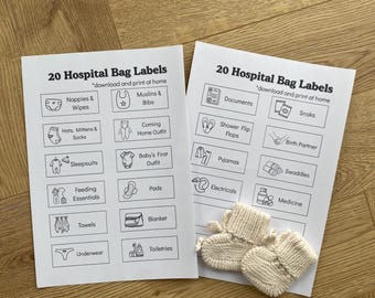 Baby Hospital Bag Labels | Maternity Printable Organiser Stickers | Baby Planning and Preparation