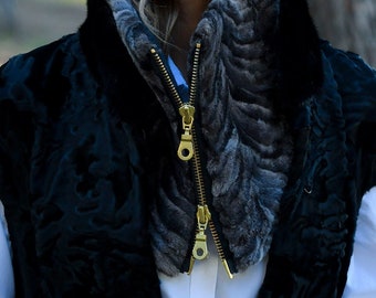 Saga Furs Sheared Mink Snood: Taupe Fur Flap Scarf