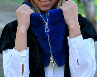 Blue Mink Fur Snood: Saga Furs Viscose Lined Scarf