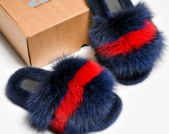 Arctic Fox Fur Sliders: Women's Mink Fur Fashion Slippers