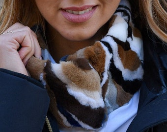 Saga Furs Mink Scarf: Brown Fur with Magnetic Closure