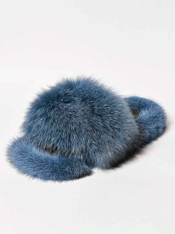 womens fur sliders
