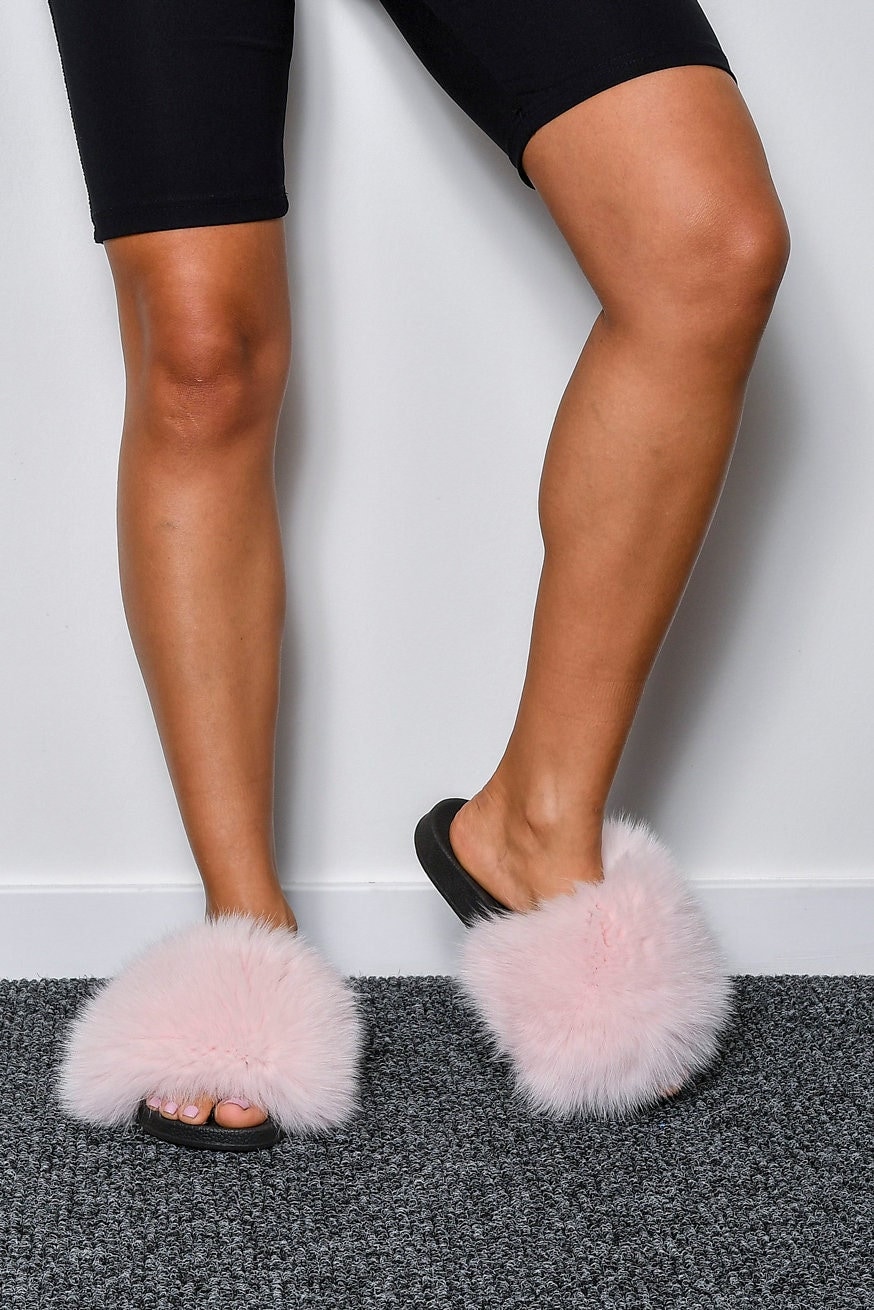 Pink Fluffy Thong Slippers - Etsy