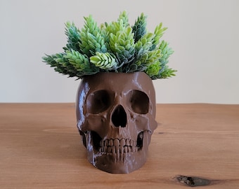 Gothic 3D Printed Skull Planter Pot, Unique Home Decor