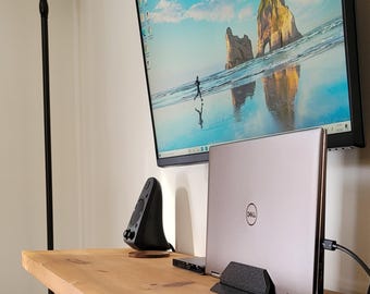 Adjustable Vertical Laptop Stand | 3D Printed PLA Dock Holder | Space-Saving Laptop Organizer for Cooling with Felt Liner