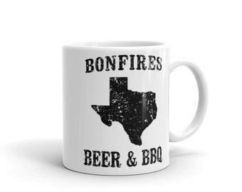 Tasse à café drôle Texas Feux de bière et barbecue