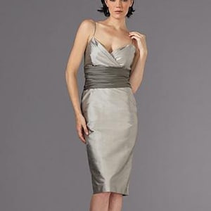 silver gray dress with spaghetti straps, grey dress, silver dress, silk shantung dress, dress for wedding, summer cocktail dress