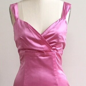 Fuchsia cocktail dress, pink dress for wedding, fitted dress, satin dress, size 6