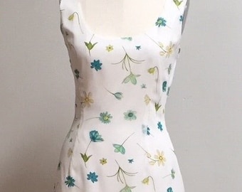 White summer dress, aqua summer dress, soft A-line dress for summer