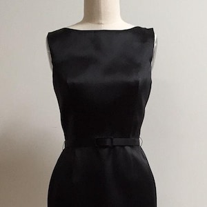 Classic black dress with belt, silk organza, simple dress, cocktail dress, black dress for wedding, little black dress, lbd