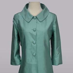 Summer coat, blue coat for wedding.  aqua coat for mother of the bride, spearmint coat, silk shantung coat, bluish green coat