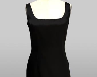 Classic black sheath, silk organza dress, evening event, special occasion