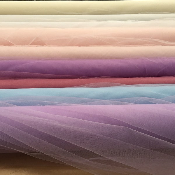 Netting Light Weight, Tulle 52-54"w, Lilac, Pink, Purple, Ivory, White; Siri Fabric; Cut per yards ordered