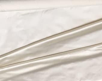 1 yd Ivory Silk Satin, Italian Silk Duchess Satin, warm off-white silk satin, 44"-48" wide end piece