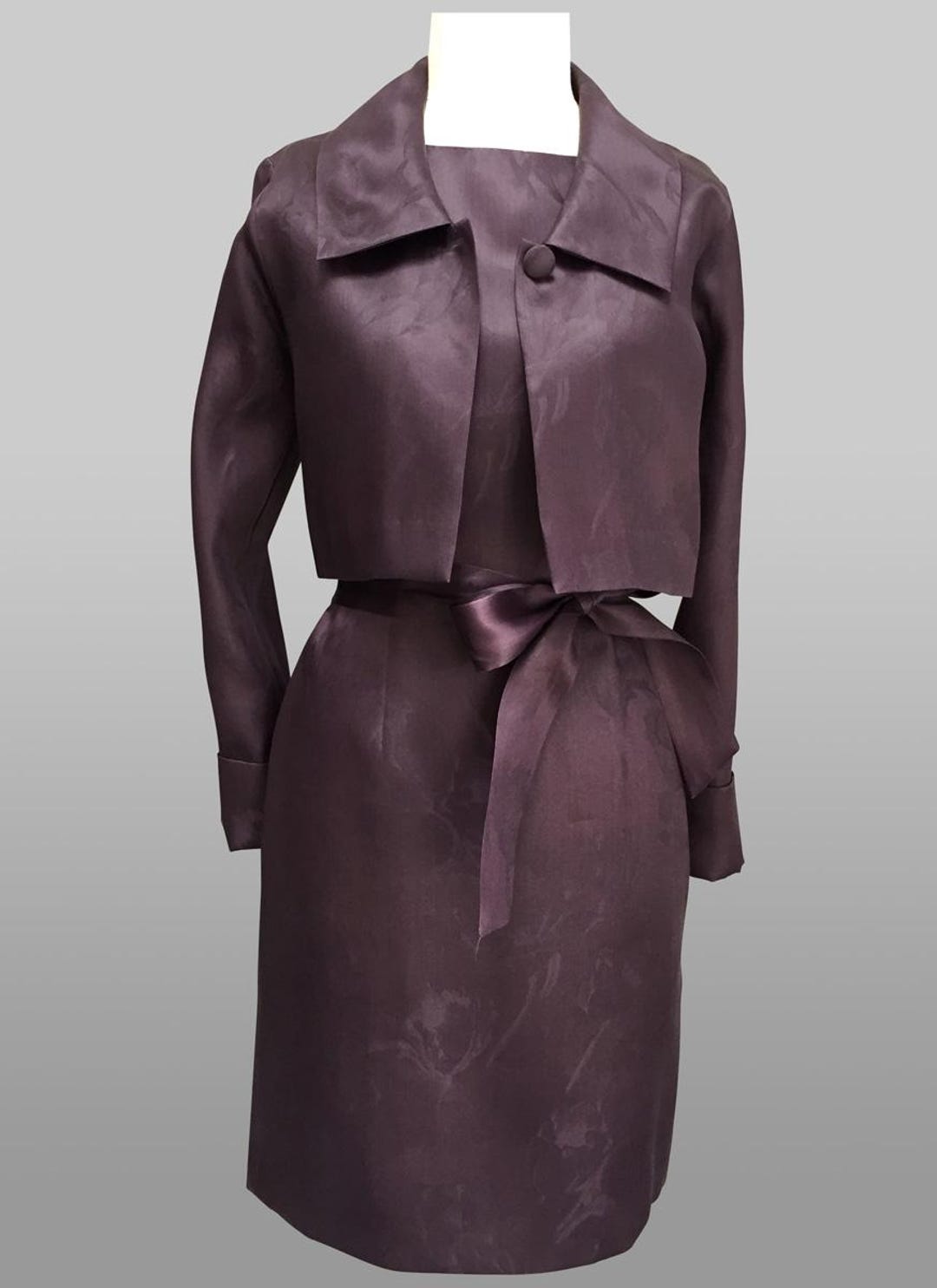Plain Purple Chic Gown With Cape Jacket