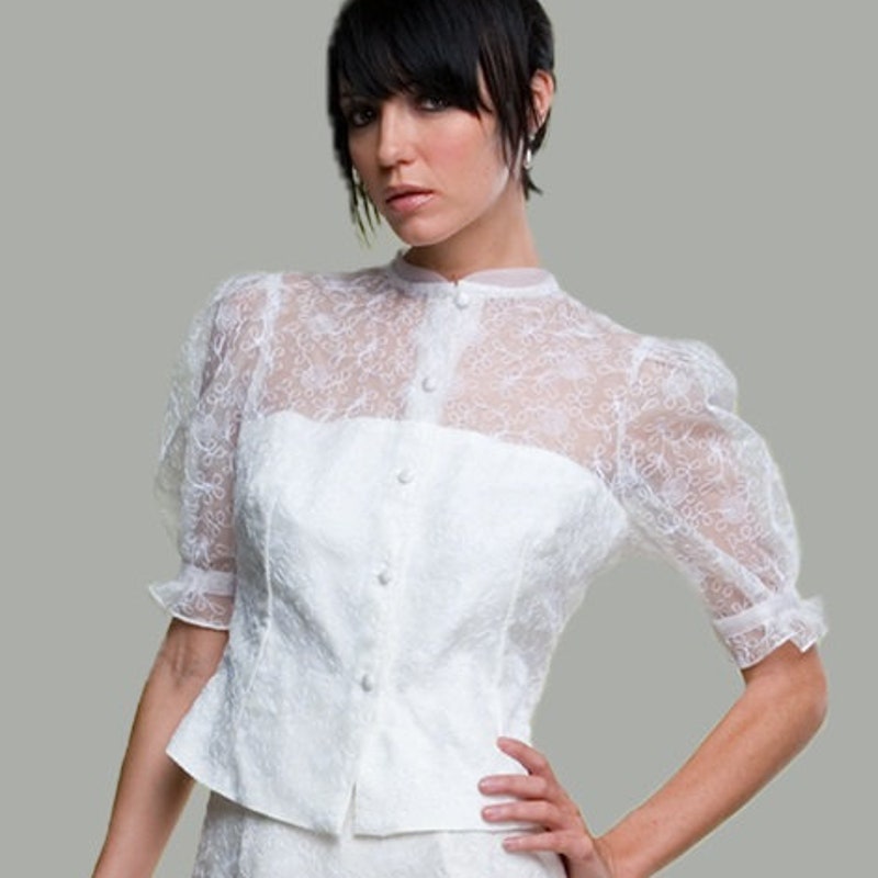 Women's Organza Olive Embellished Ready to Wear With Blouse Piece