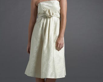 Vestido dorado metalizado, vestido estilo imperio sin tirantes con falda en forma de A, vestido de fiesta brillante, vestido de cóctel