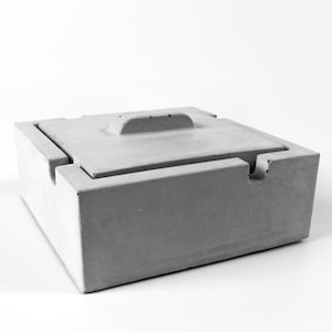 Designer ashtray with lid made of concrete | Black | Grey