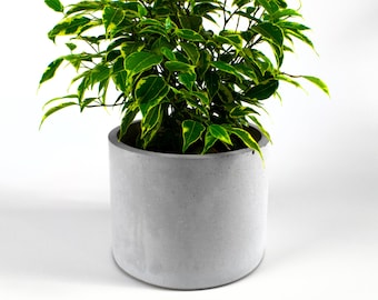 Beton Blumentopf 15cm x 12cm | handgemachter Pflanzentopf | Pflanzkübel Beton | Übertopf für Zimmerpflanzen
