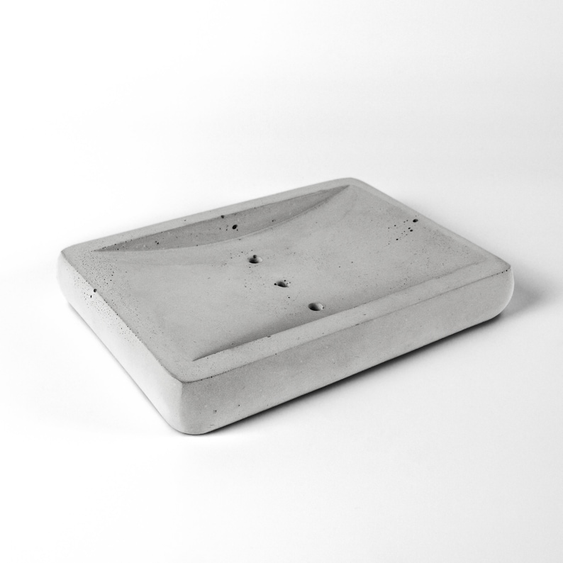 Concrete soap dish Soap holder with drain Minimalist soap dish image 2