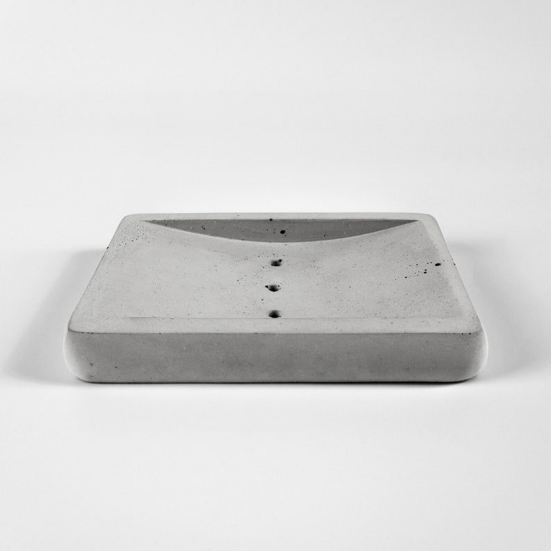 Concrete soap dish Soap holder with drain Minimalist soap dish image 6