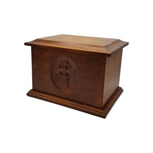 Groton Maple Celtic Cross Urn with a Walnut Satin Finish
