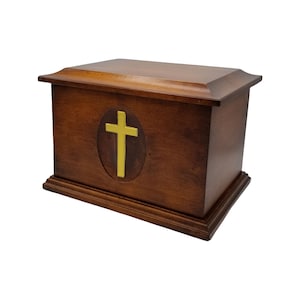 Groton Maple Simple Cross Urn with a Walnut Satin Finish Painted