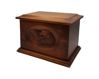 Groton Flag Eagle Maple Urn with a Walnut Satin Finish