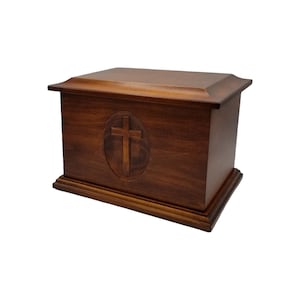 Groton Maple Simple Cross Urn with a Walnut Satin Finish