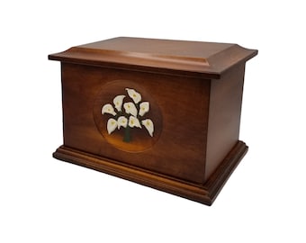Handcrafted Maple Lily Urn - Walnut Satin | Unique Memorial