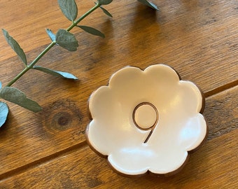 9 - Anniversary Gift - Pottery - Handmade Polymer Clay - Ring Dish - Trinket Dish - Jewellery Dish - For Him - For Her - Present -Love - 9th