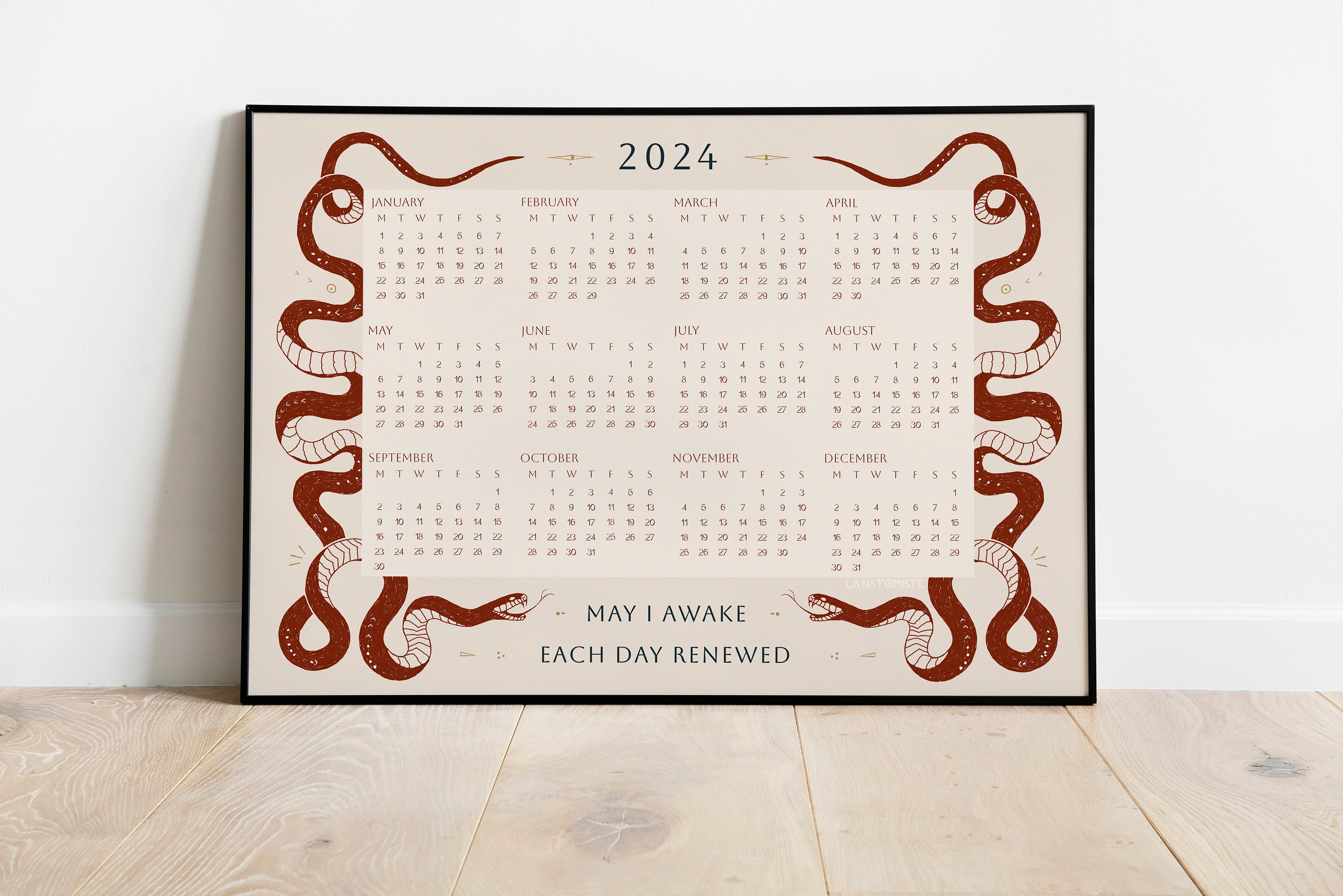 Calendrier 2024 Téléchargement instantané Calendrier 2024 Illustré