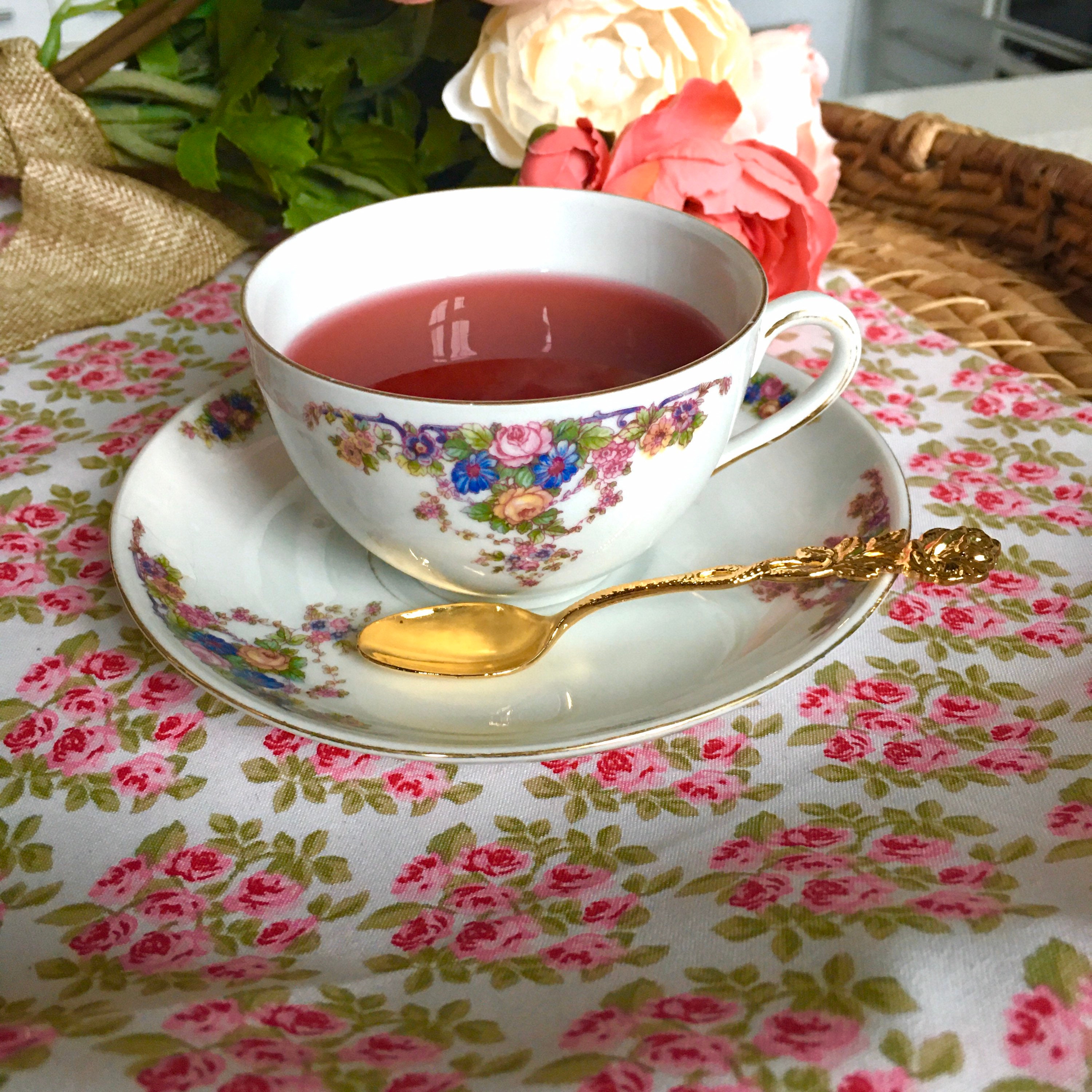 Rose Teaspoon for Tea Gold Plated Spoon Sugar Spoon Etsy