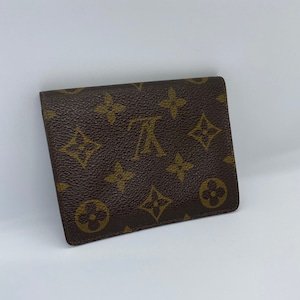 Louis Vuitton Brown Monogram Logo Saffiano Leather Trifold Wallet Authentic