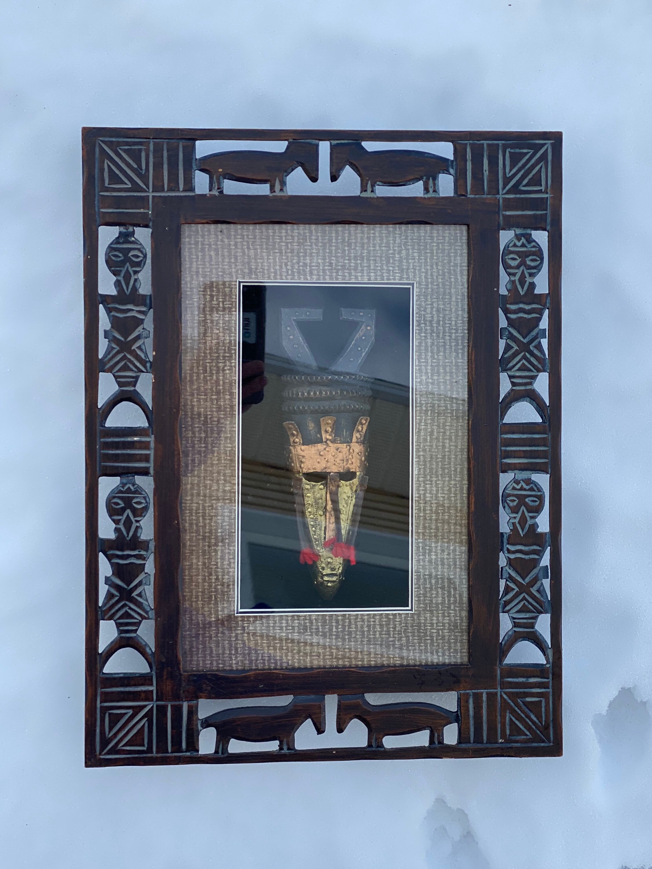 Vtg Tribal African Mask in Shadow box carved Wooden Frame Etsy
