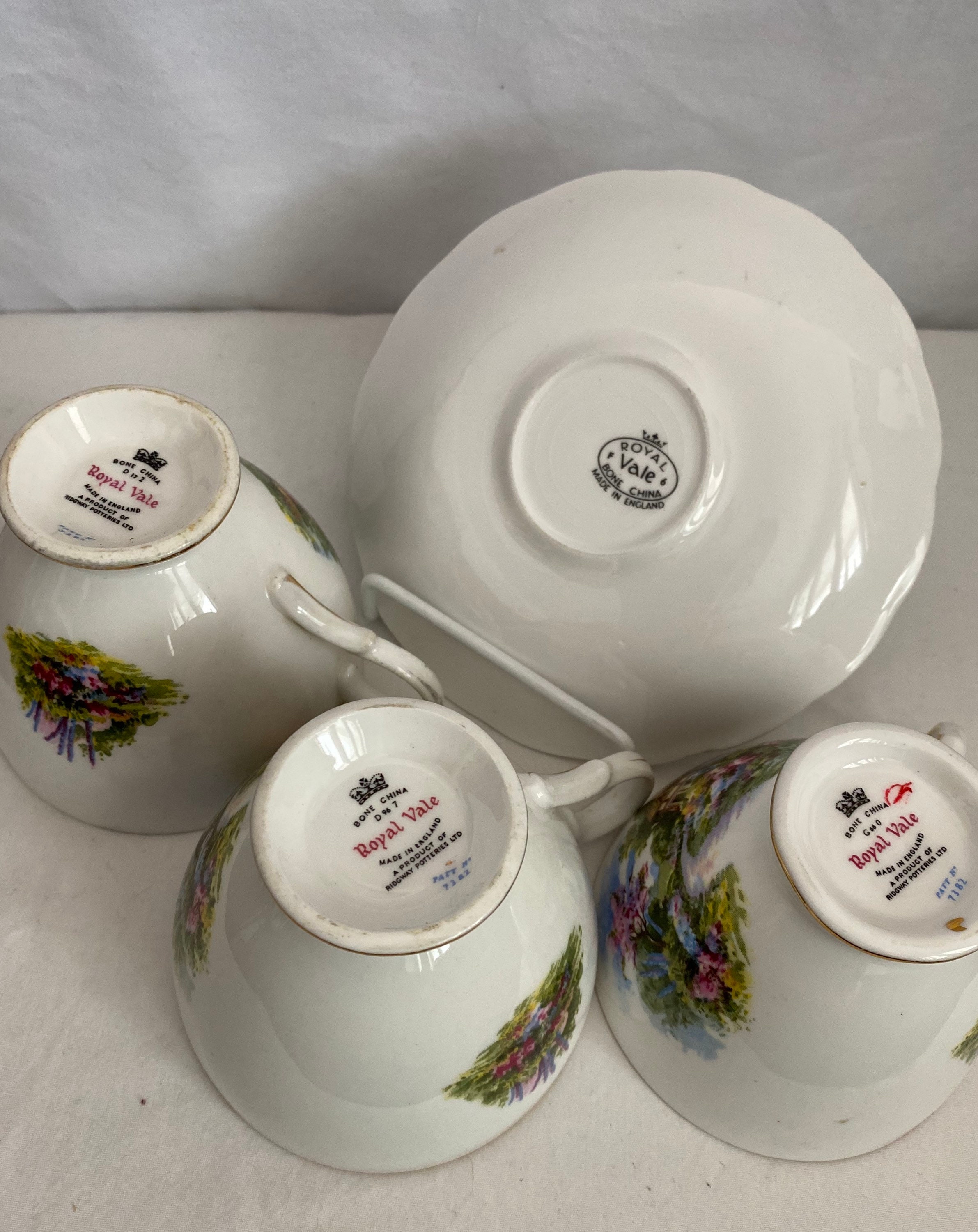 Vtg Royal Vale made in England Bone China 3 cup version and 1 Etsy