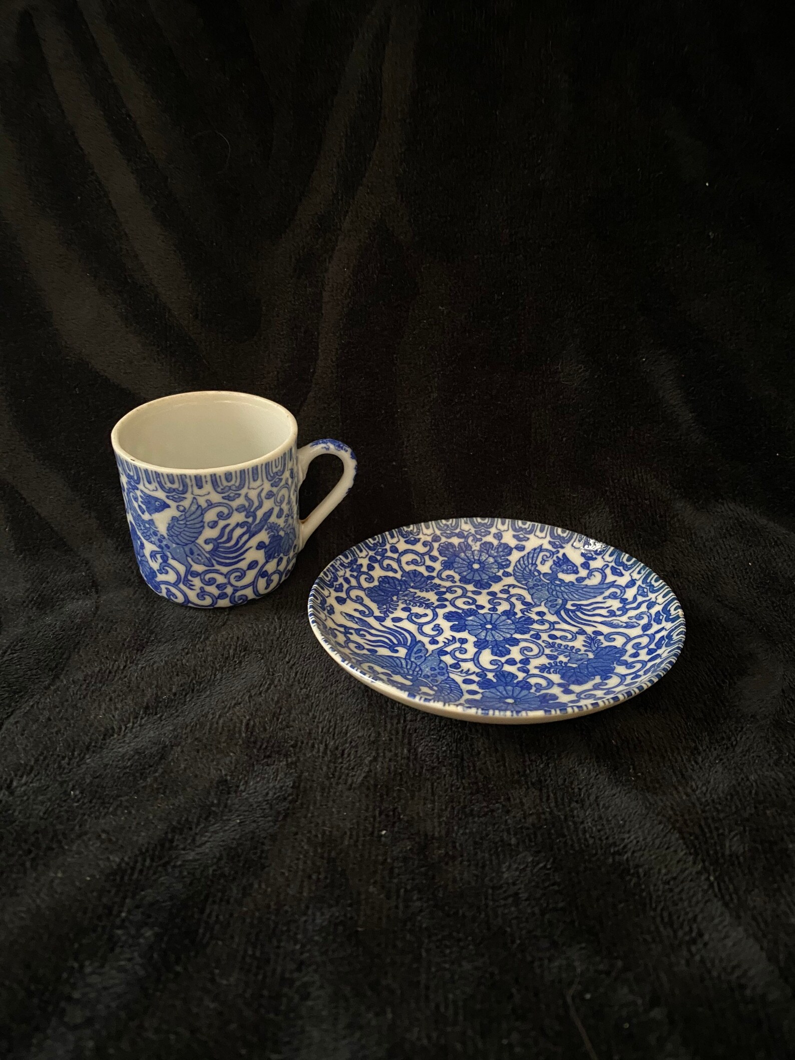 Vintage Blue and White cup and saucer made in japan demitasse Etsy