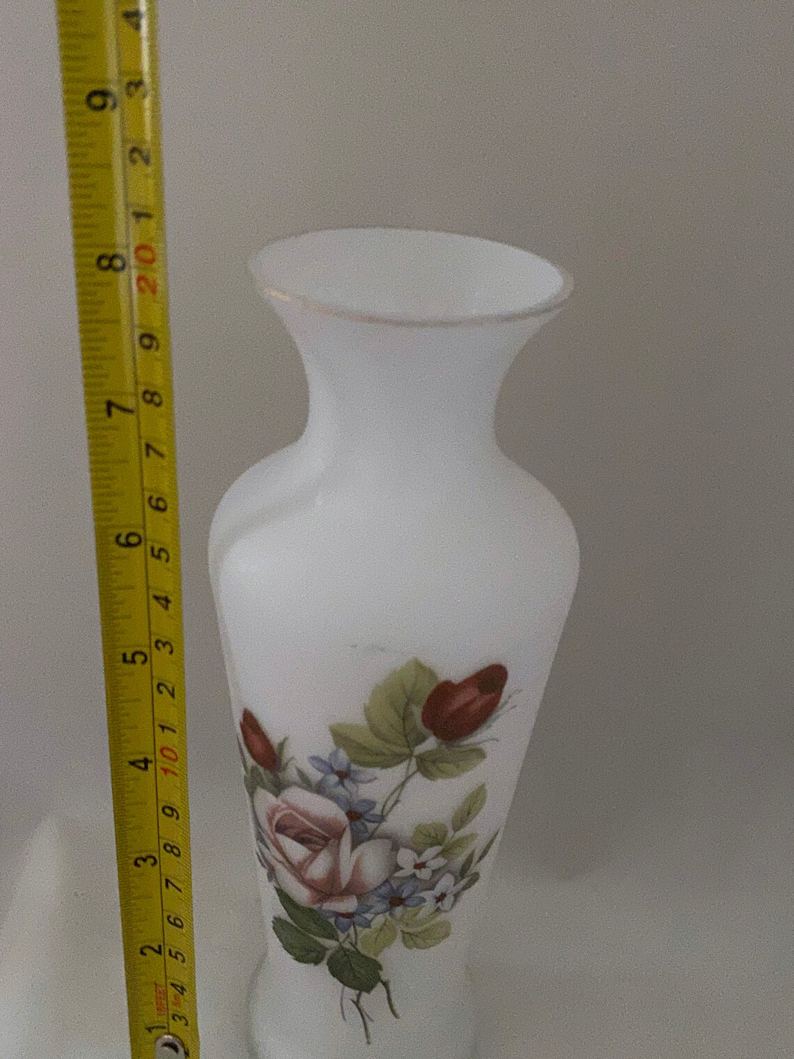 Vintage white frosted glass art vase sweet rose Etsy
