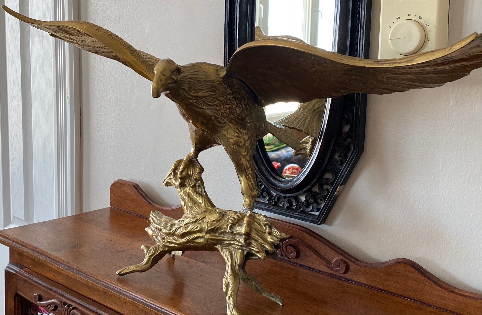 Vtg Large Brass Eagle On Branch vleugels uit uitgebreid Etsy
