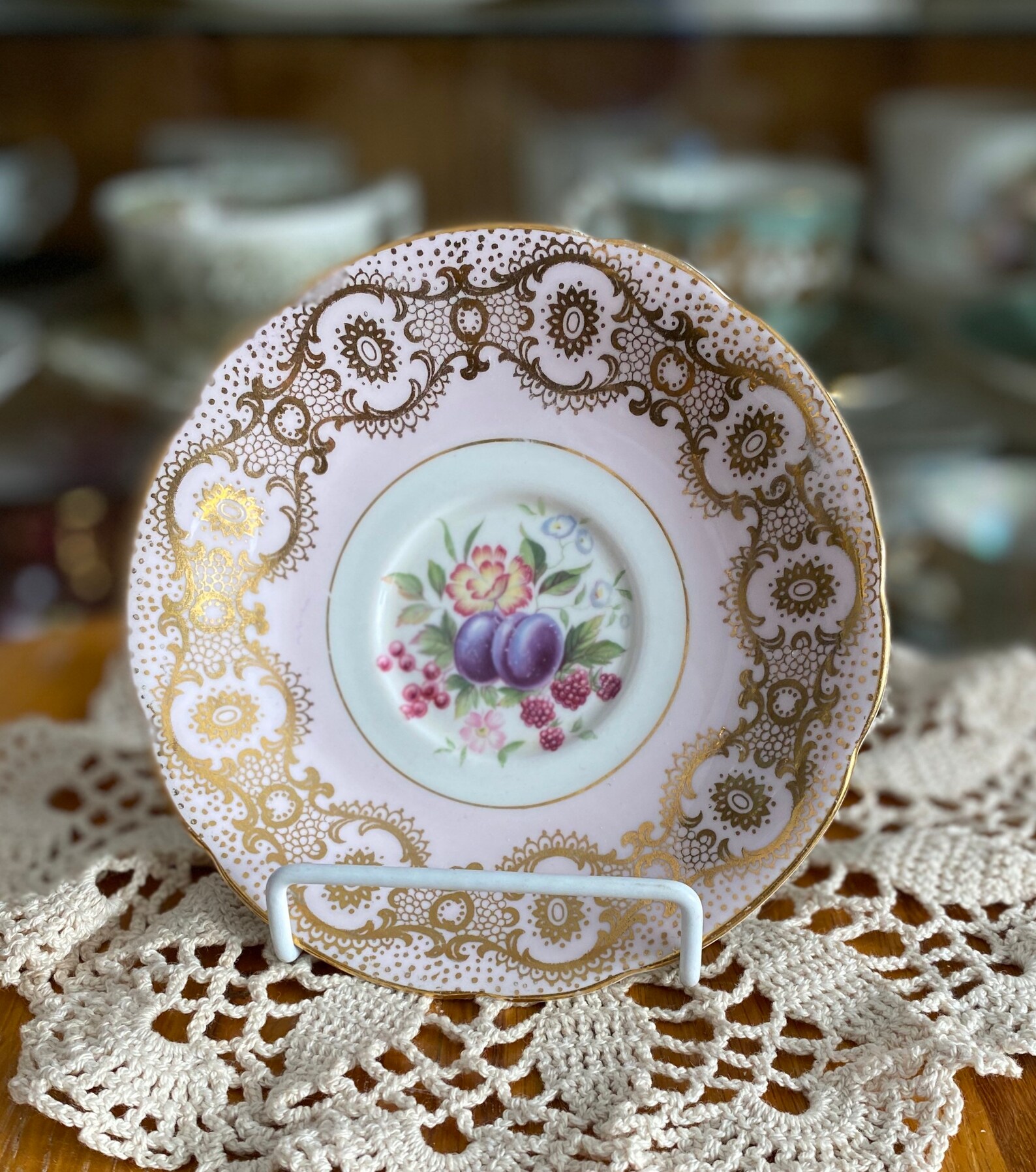 Vtg Paragon Fine Bone China Made in England gold on pink Etsy