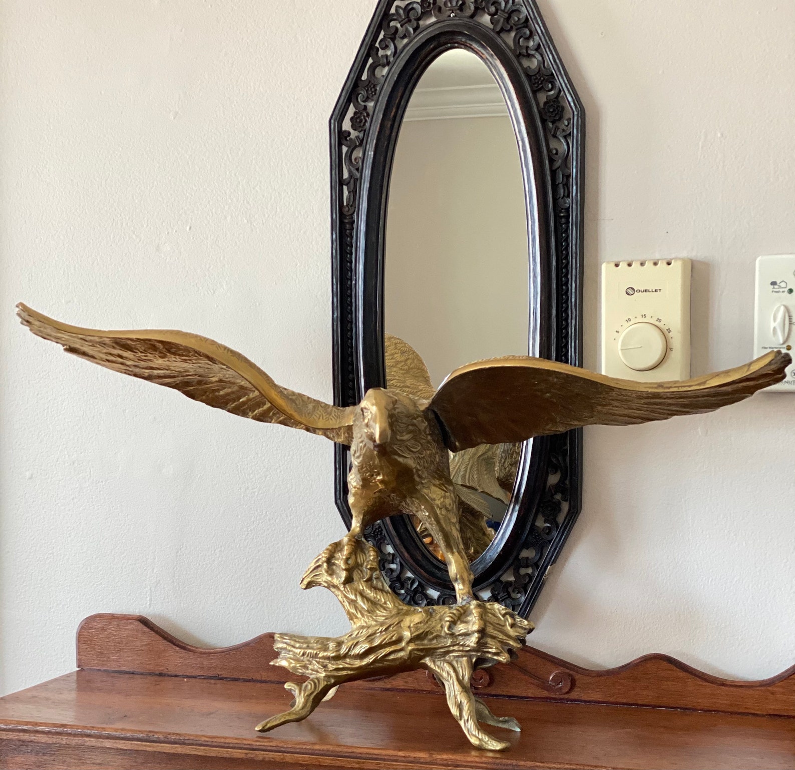 Vtg Large Brass Eagle On Branch vleugels uit uitgebreid Etsy