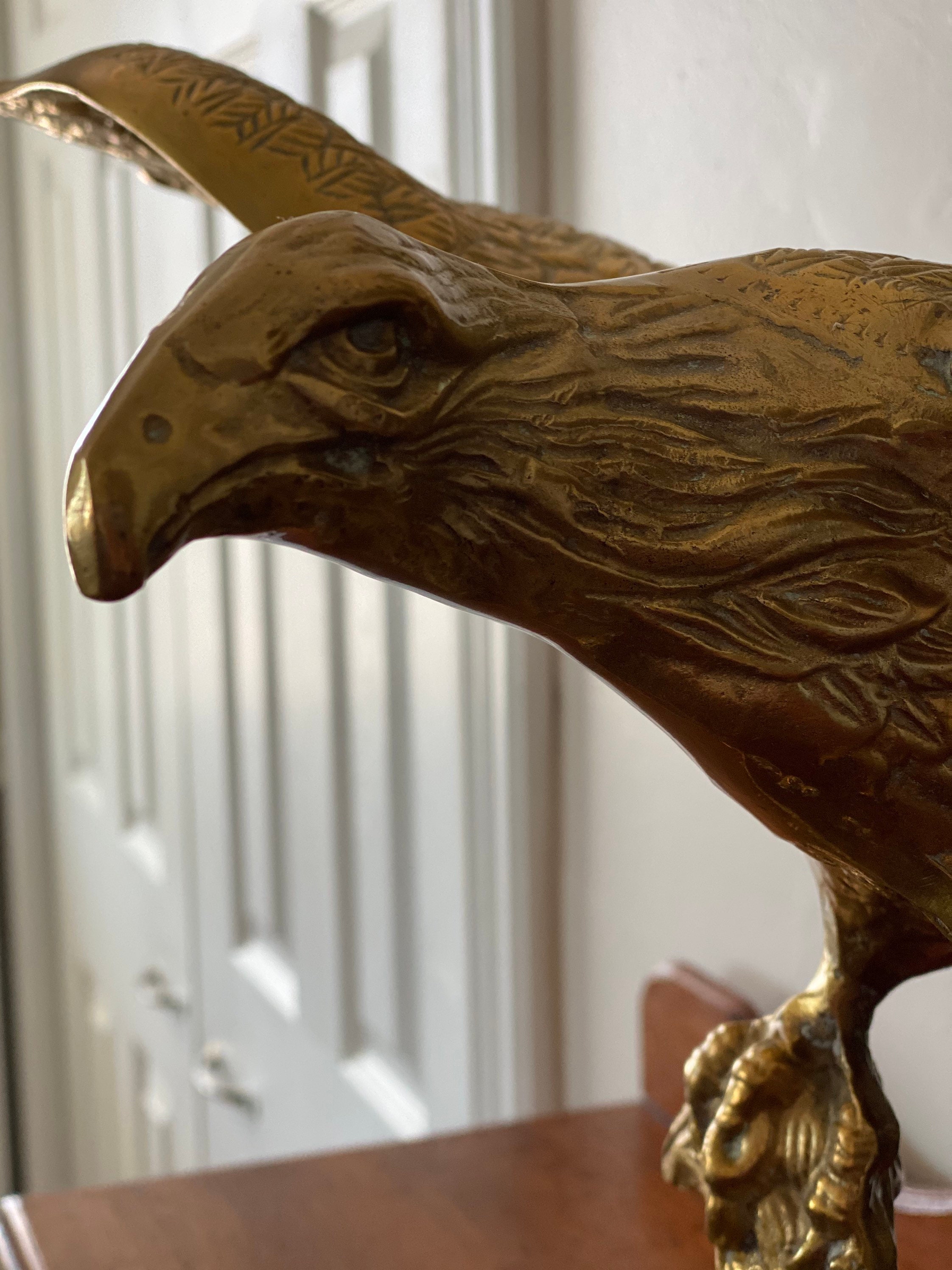 Vtg Large Brass Eagle On Branch vleugels uit uitgebreid Etsy