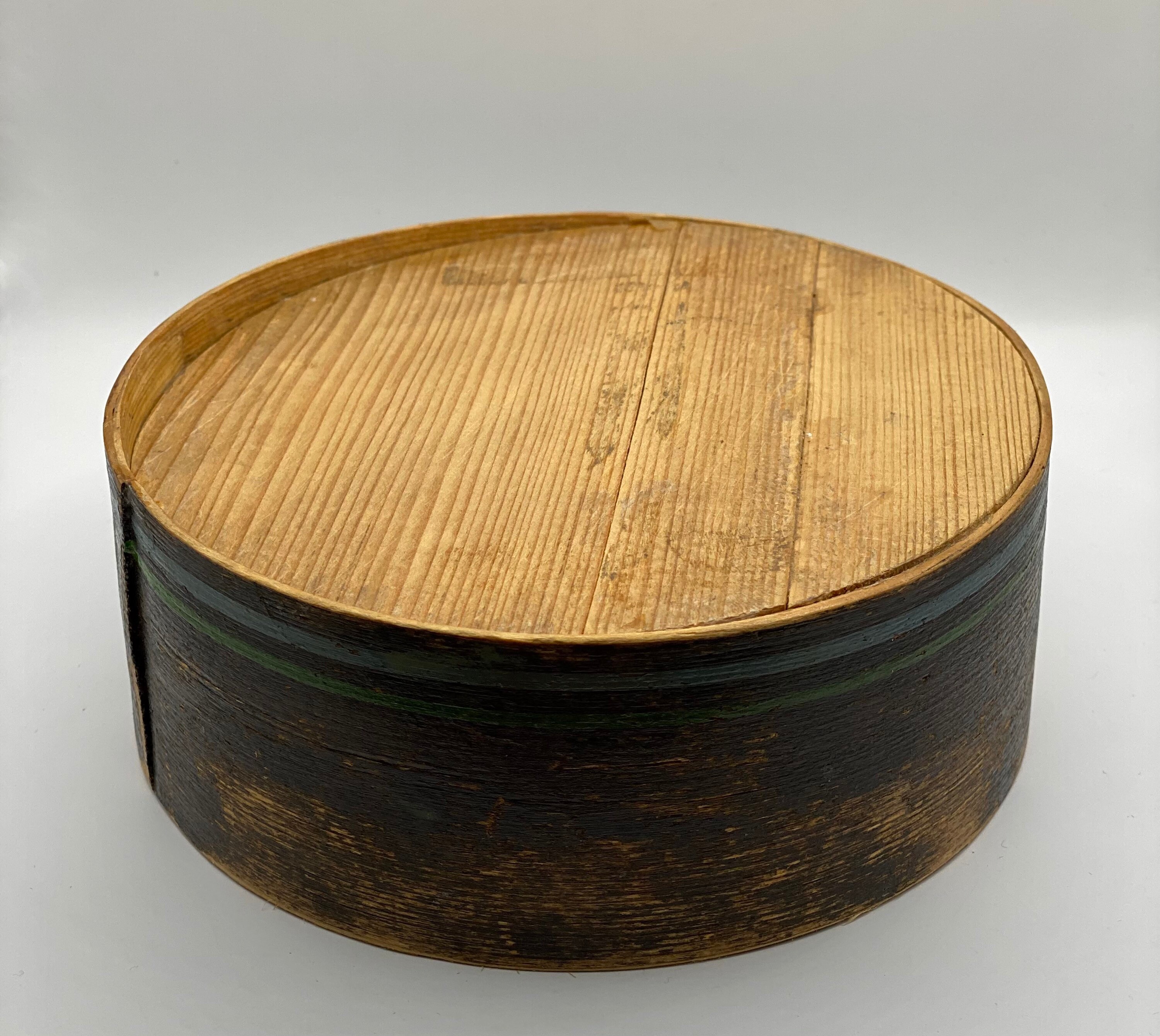 Vtg Handmade Wooden Lidded Round Box Etsy