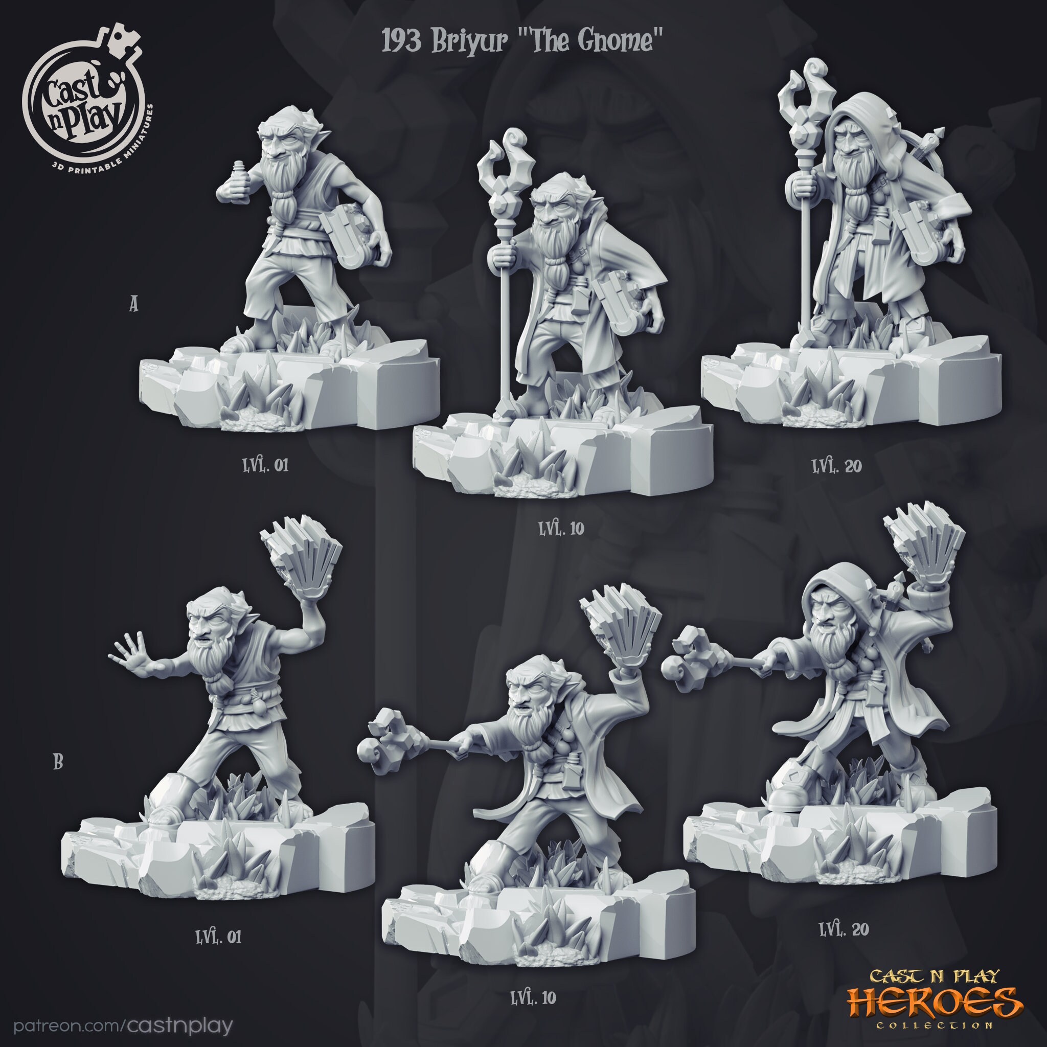 Gnome Wizard Low Mid and High Level Models D&D 3D Printed | Etsy
